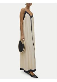 Vero Moda Sukienka letnia Denise 10329793 Beżowy Regular Fit. Kolor: beżowy. Materiał: wiskoza. Sezon: lato #2