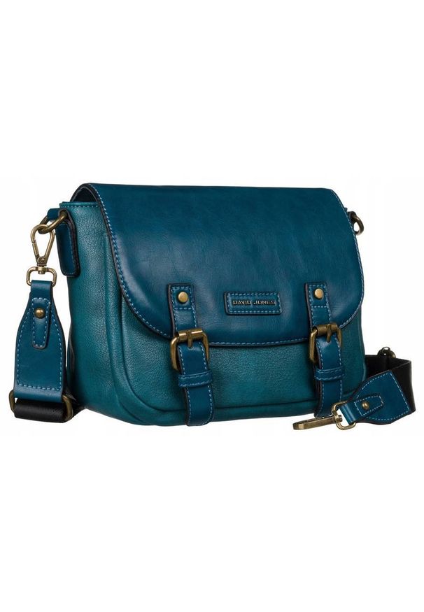 DAVID JONES - Listonoszka vintage David Jones niebieska [DH] 6834-1 PEACOCK BLUE. Kolor: niebieski. Materiał: skórzane. Styl: vintage
