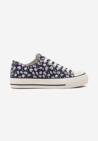 Born2be - Granatowe Trampki pod Kostkę w Kwiaty Nelorela. Okazja: na co dzień. Kolor: niebieski. Wzór: kwiaty. Styl: elegancki, casual