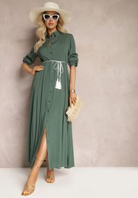 Renee - Zielona Sukienka Hillcrest. Kolor: zielony. Długość rękawa: długi rękaw. Typ sukienki: koszulowe. Długość: maxi #5