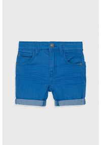 United Colors of Benetton Szorty jeansowe dziecięce regulowana talia. Okazja: na co dzień. Kolor: turkusowy. Materiał: jeans. Długość: długie. Styl: casual
