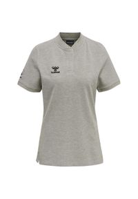 Damska koszulka polo Hummel Move Grid. Okazja: na co dzień. Typ kołnierza: polo. Kolor: szary. Styl: sportowy, elegancki, casual