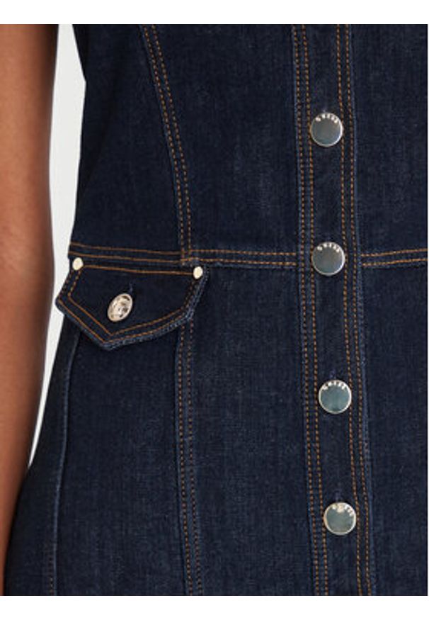 Guess Sukienka jeansowa W5YK24 D5PW1 Granatowy Regular Fit. Kolor: niebieski. Materiał: bawełna