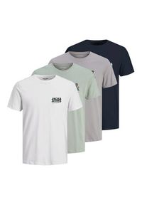 Jack & Jones - Jack&Jones Komplet 4 t-shirtów Geplas 12288304 Kolorowy Regular Fit. Materiał: bawełna. Wzór: kolorowy #4