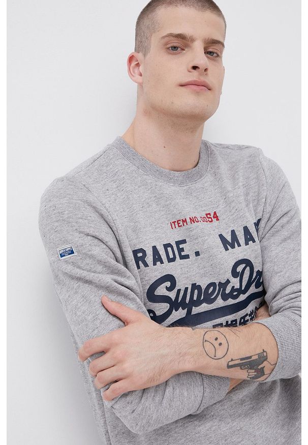 Superdry Bluza męska kolor szary melanżowa. Okazja: na co dzień. Kolor: szary. Wzór: melanż. Styl: casual