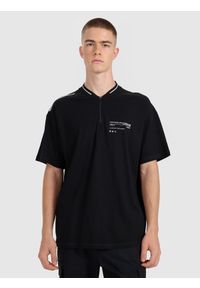 4f - 4F Koszulka polo oversize męska - czarna XL. Okazja: na co dzień. Typ kołnierza: polo. Kolor: czarny. Materiał: materiał. Styl: casual, sportowy #1