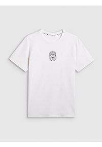 4f - 4F T-shirt regular z nadrukiem męski - biały XL. Okazja: na co dzień. Kolor: biały. Materiał: dzianina, bawełna, materiał. Wzór: nadruk. Styl: casual, klasyczny #1