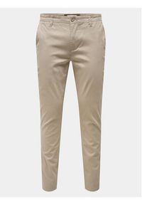 Only & Sons Chinosy Mark Luca 22028144 Beżowy Slim Fit. Kolor: beżowy. Materiał: bawełna
