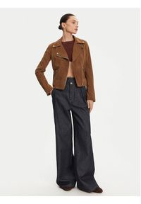 Serge Pariente Kurtka skórzana Oxford Vs Brązowy Slim Fit. Kolor: brązowy. Materiał: skóra