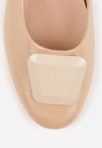 Born2be - Beżowe Czółenka na Niskim Obcasie z Elegancką Aplikacją i Skórzaną Wkładką Cezaline. Okazja: na co dzień, na spotkanie biznesowe, do pracy. Kolor: beżowy. Materiał: skóra. Wzór: aplikacja. Obcas: na obcasie. Styl: elegancki. Wysokość obcasa: niski #8