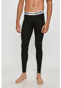 Jack & Jones - Legginsy. Kolor: czarny. Materiał: bawełna, dzianina, elastan. Wzór: nadruk #1