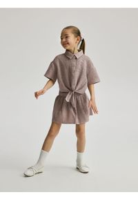 Reserved - Spódnico-szorty z cekinami - beżowy. Kolor: beżowy. Materiał: dzianina, bawełna #1