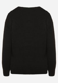 Born2be - Czarny Sweter z Wełną Ściągaczem i Tłoczeniem Riavonnae. Okazja: na co dzień. Kolor: czarny. Materiał: wełna. Styl: casual, elegancki, klasyczny, wizytowy #2