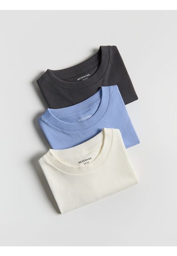 Reserved - Bawełniany t-shirt 3 pack - jasnoniebieski. Kolor: niebieski. Materiał: bawełna