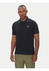 Aeronautica Militare Polo 251PO1308P82 Granatowy Regular Fit. Typ kołnierza: polo. Kolor: niebieski. Materiał: bawełna