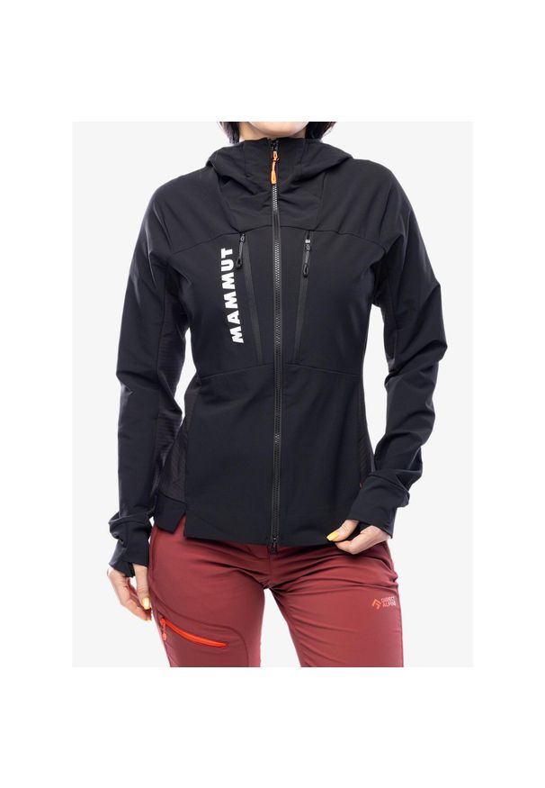 Kurtka softshell damska Mammut Aenergy SO Hybrid Hooded Jacket. Kolor: czarny. Materiał: softshell