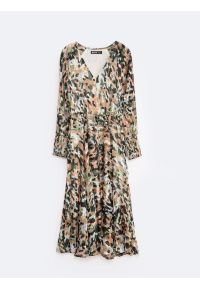 Big-Star - Sukienka damska z dekoltem v-neck z kolorowym nadrukiem Natela 000. Kolor: wielokolorowy. Materiał: wiskoza, tkanina. Wzór: kolorowy, nadruk. Typ sukienki: rozkloszowane, plisowane. Styl: klasyczny, elegancki #5