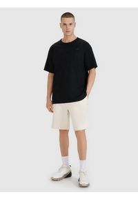 4f - 4F T-shirt oversize gładki męski - czarny S. Okazja: na co dzień. Kolor: czarny. Materiał: dzianina, jersey, bawełna. Długość rękawa: krótki rękaw. Długość: krótkie. Wzór: gładki. Styl: sportowy, klasyczny, casual