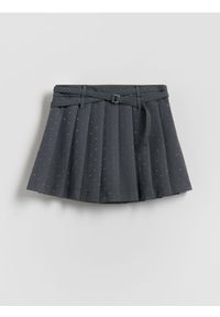 Reserved - Spódnico-szorty z dodatkiem wiskozy - ciemnoszary. Kolor: szary. Materiał: wiskoza. Wzór: gładki #1