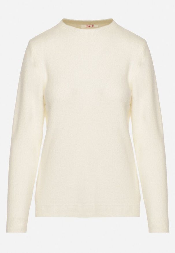 Born2be - Jasnobeżowy Sweter z Wełną w Klasycznym Stylu Firrive. Okazja: na co dzień. Kolor: beżowy. Materiał: wełna. Styl: klasyczny