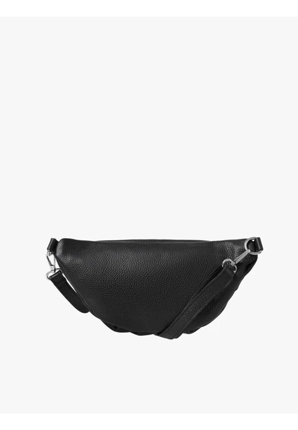 Ryłko - Czarna torebka nerka - crossbody. Kolor: czarny. Materiał: skórzane. Styl: street