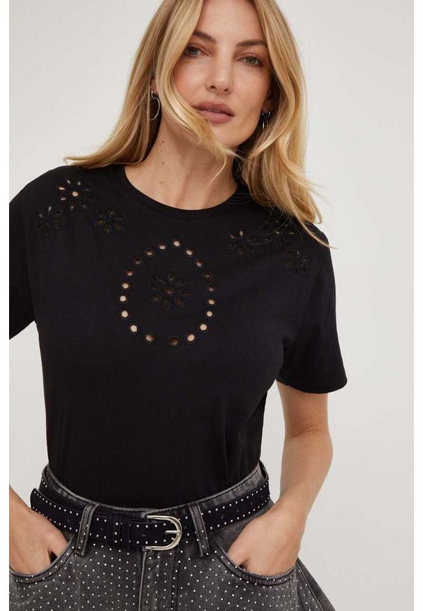 Answear Lab t-shirt bawełniany kolor czarny. Kolor: czarny. Materiał: bawełna. Wzór: gładki. Styl: wakacyjny