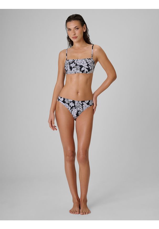 4f - 4F Dół od bikini damski - czarny M. Stan: obniżony. Kolor: czarny. Materiał: materiał