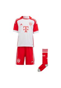 Adidas - Zestaw FC Bayern 23/24 Home Mini. Kolor: biały, wielokolorowy, czerwony. Materiał: materiał