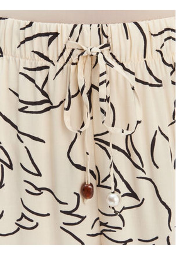 Seafolly Spodnie materiałowe Hothouse Flowers 55631-PA Beżowy Wide Leg. Kolor: beżowy. Materiał: wiskoza