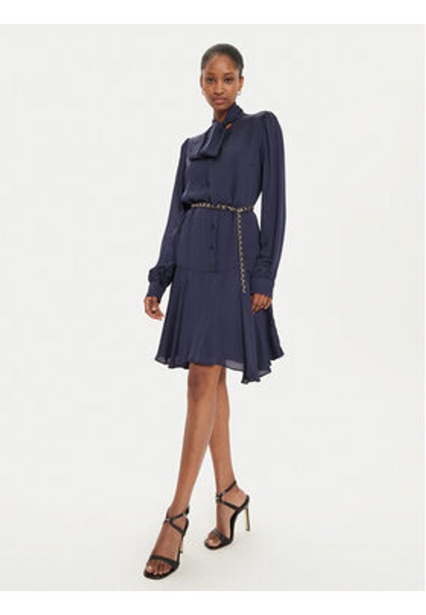 Fracomina Sukienka koszulowa FR24WD1003W73101 Granatowy Regular Fit. Kolor: niebieski. Materiał: wiskoza. Typ sukienki: koszulowe