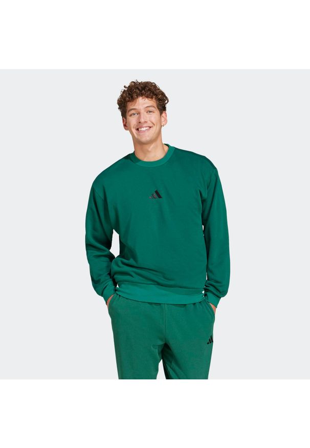 Adidas - Bluza męska ADIDAS Gym & Pilates. Kolor: zielony. Materiał: bawełna, włókno, materiał. Sport: joga i pilates