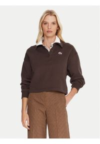 Lacoste Bluza SF5275 Brązowy Relaxed Fit. Kolor: brązowy. Materiał: bawełna