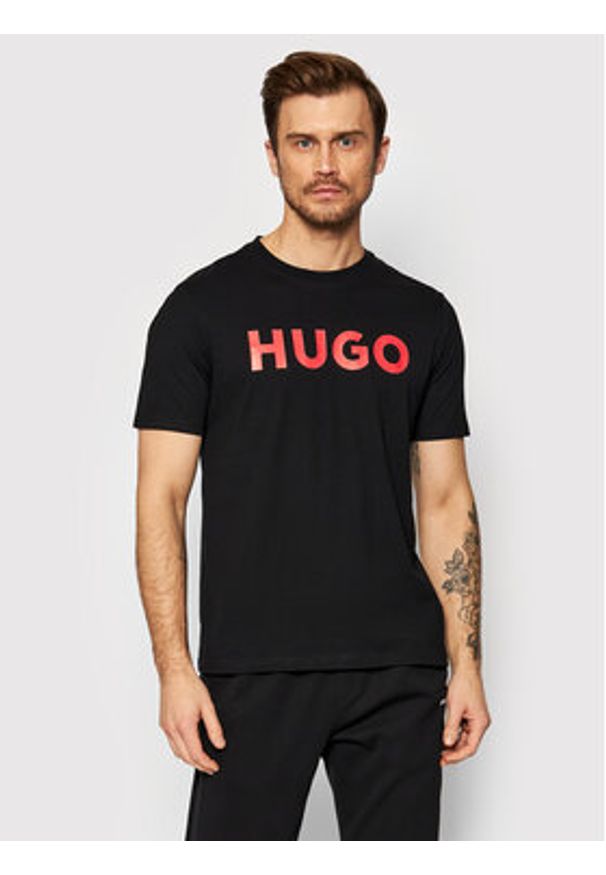 Hugo T-Shirt Dulivio 50467556 Czarny Regular Fit. Kolor: czarny. Materiał: bawełna