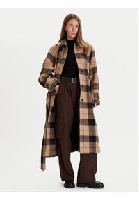 TOMMY HILFIGER - Tommy Hilfiger Płaszcz wełniany WW0WW46870 Beżowy Relaxed Fit. Kolor: beżowy. Materiał: wełna #5