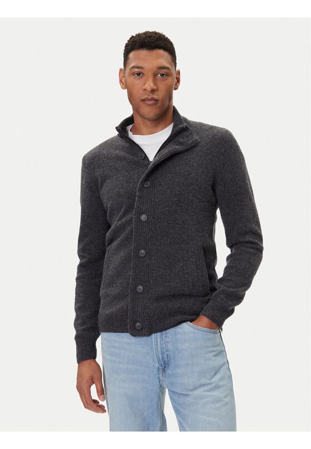 Barbour Kardigan Essential Elbow-Patch MKN0731CH51 Szary Regular Fit. Kolor: szary. Materiał: wełna