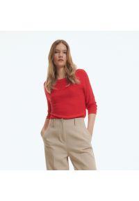Reserved - Dzianinowy sweter - Czerwony. Kolor: czerwony. Materiał: dzianina