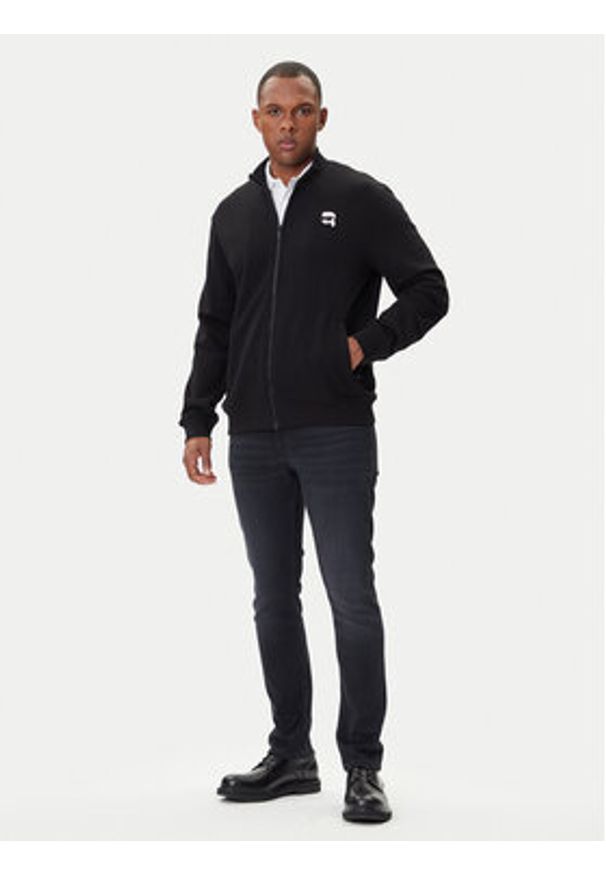 Karl Lagerfeld - KARL LAGERFELD Bluza 705712 500900 Czarny Regular Fit. Typ kołnierza: dekolt w karo. Kolor: czarny. Materiał: bawełna