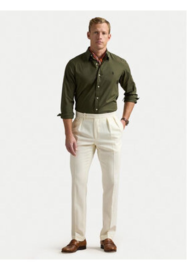Polo Ralph Lauren Koszula 710929348006 Zielony Slim Fit. Typ kołnierza: polo. Kolor: zielony. Materiał: bawełna