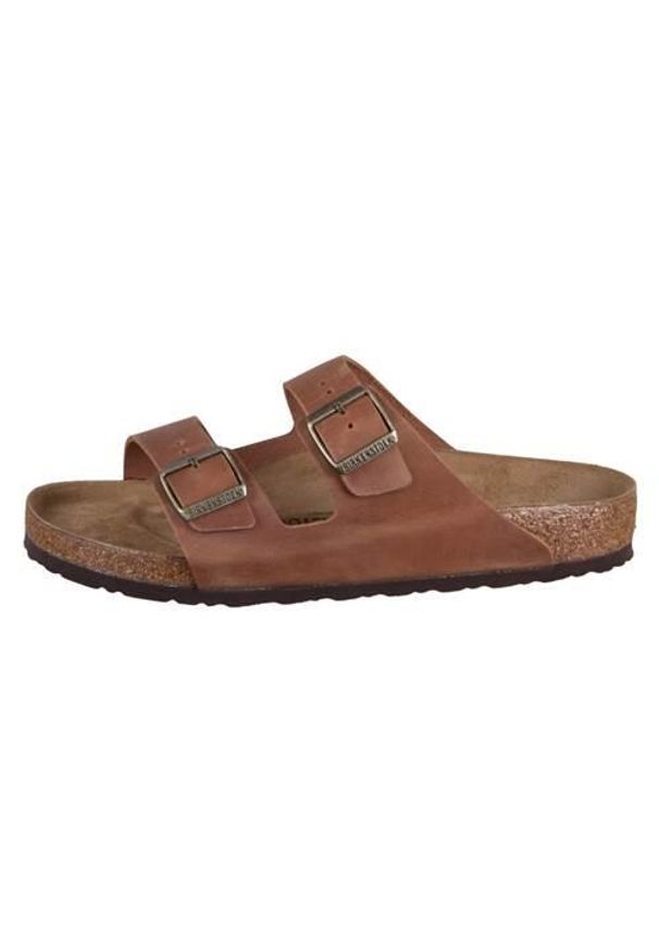 Klapki męskie Birkenstock Arizona Cognac. Zapięcie: klamry. Kolor: wielokolorowy. Materiał: materiał. Szerokość cholewki: normalna. Sport: turystyka piesza, pływanie, fitness