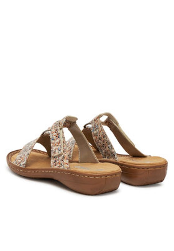 Rieker Klapki 608A0-93 Kolorowy. Materiał: syntetyk, materiał. Wzór: kolorowy