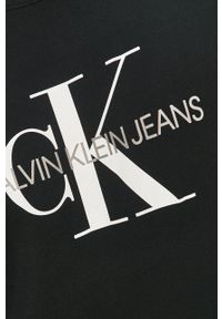Calvin Klein Jeans - Bluza bawełniana. Okazja: na co dzień. Kolor: czarny. Materiał: bawełna. Wzór: nadruk. Styl: casual
