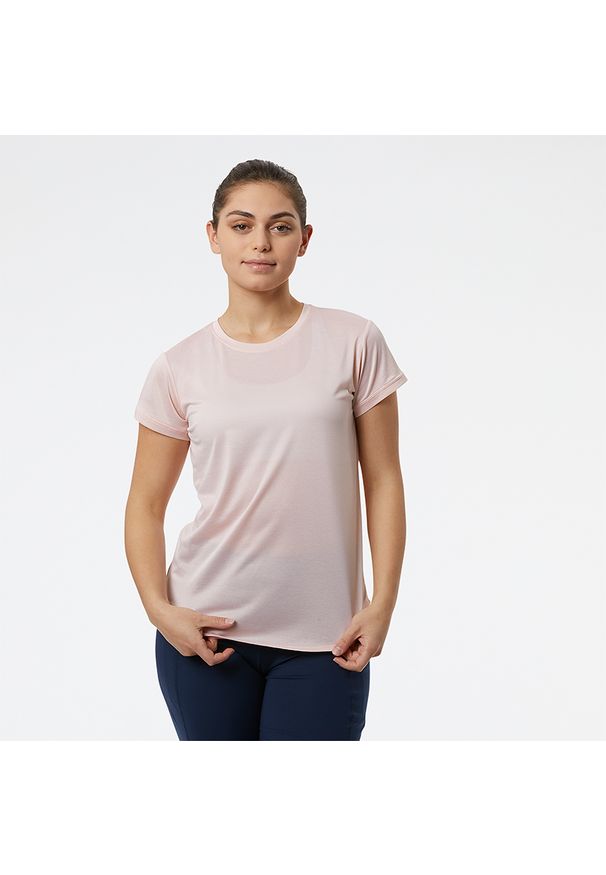 Koszulka damska New Balance WT11452PH3 – różowa. Kolor: różowy. Materiał: materiał, poliester. Sport: fitness