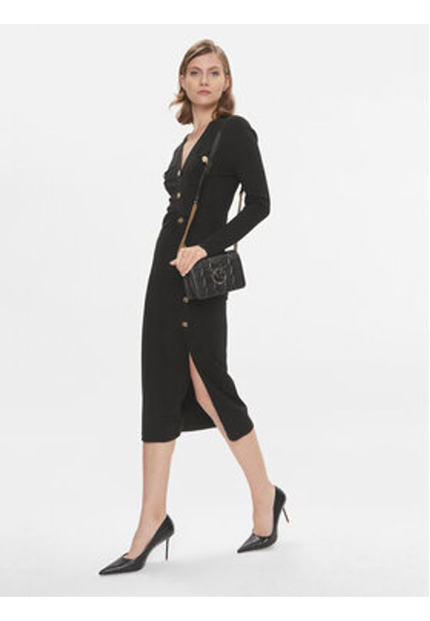 Pinko Sukienka dzianinowa Comasico 101925 A16I Czarny Slim Fit. Kolor: czarny. Materiał: dzianina, wiskoza