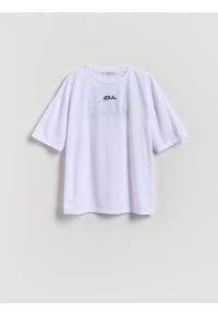 Reserved - Szybkoschnący t-shirt z nadrukiem - biały. Kolor: biały. Materiał: dzianina. Wzór: nadruk. Styl: sportowy #1