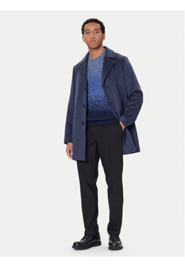 Guess Płaszcz wełniany M4BL3S WGJ82 Granatowy Slim Fit. Kolor: niebieski. Materiał: syntetyk