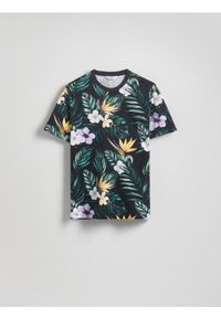 Reserved - Bawełniany t-shirt regular - czarny. Kolor: czarny. Materiał: bawełna