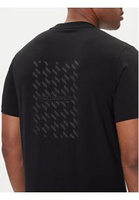 Karl Lagerfeld - KARL LAGERFELD T-Shirt 755034 554221 Czarny Regular Fit. Typ kołnierza: dekolt w karo. Kolor: czarny. Materiał: bawełna #3