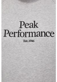 Peak Performance bluza męska kolor szary z aplikacją. Kolor: szary. Długość rękawa: raglanowy rękaw. Wzór: aplikacja