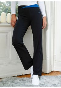 Spodnie sportowe, długie, Level 1 bonprix czarno-niebieski Chagall. Kolor: czarny. Długość: długie. Styl: sportowy #7