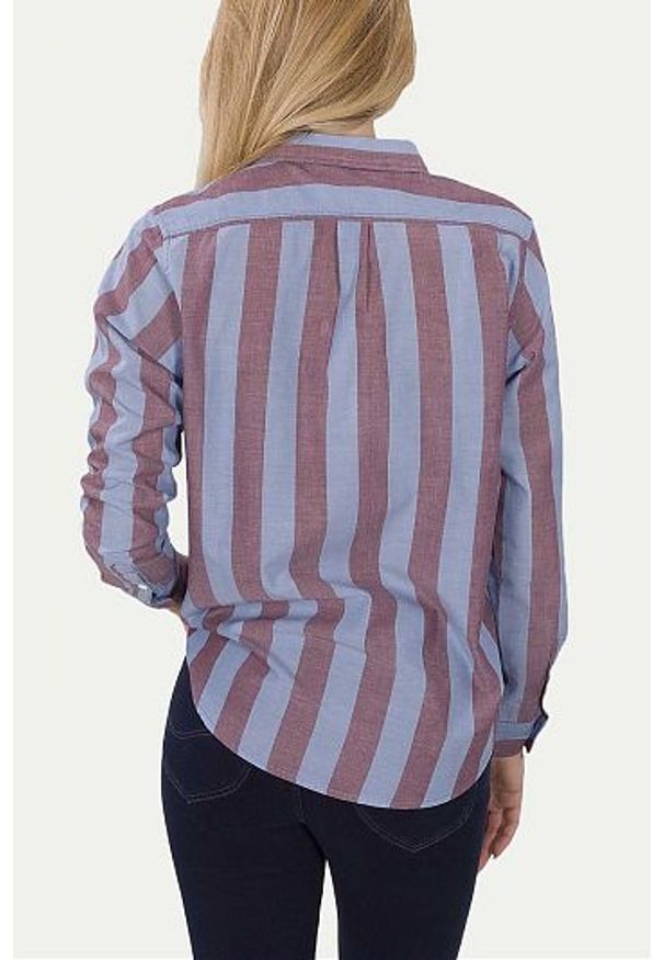 Lee - LEE ONE POCKET SHIRT DAMSKA KOSZULA W PASKI WORKWEAR BLUE L48RXEKR 112111101. Wzór: paski